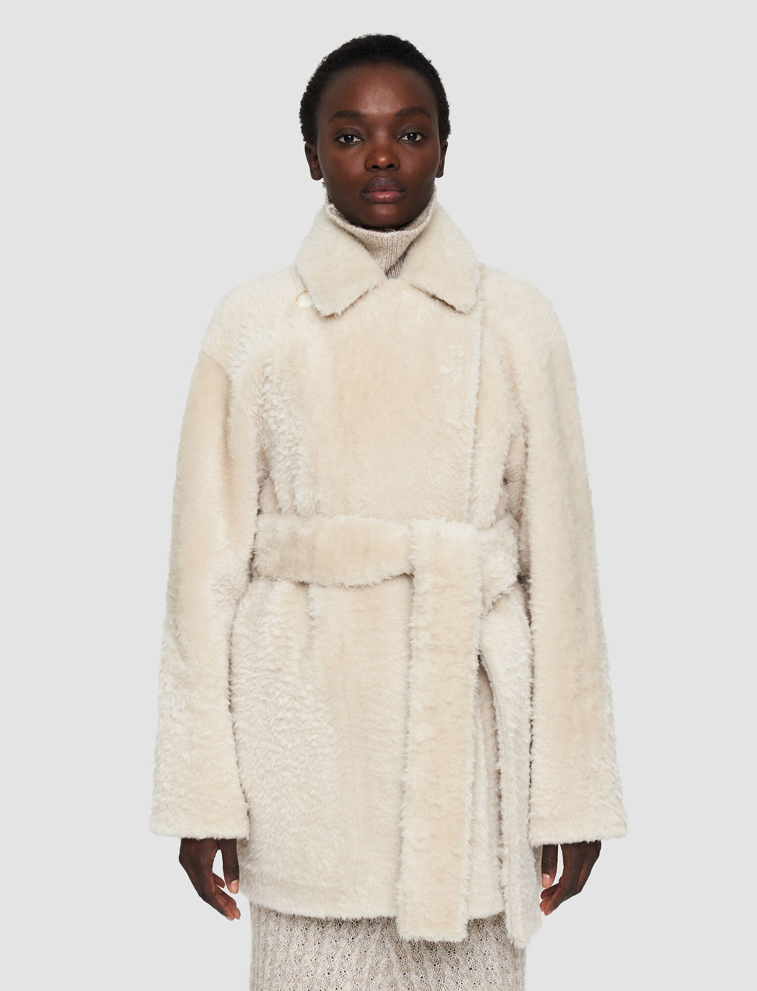 Joseph, Textured Shearling Clery Coat, in Natural